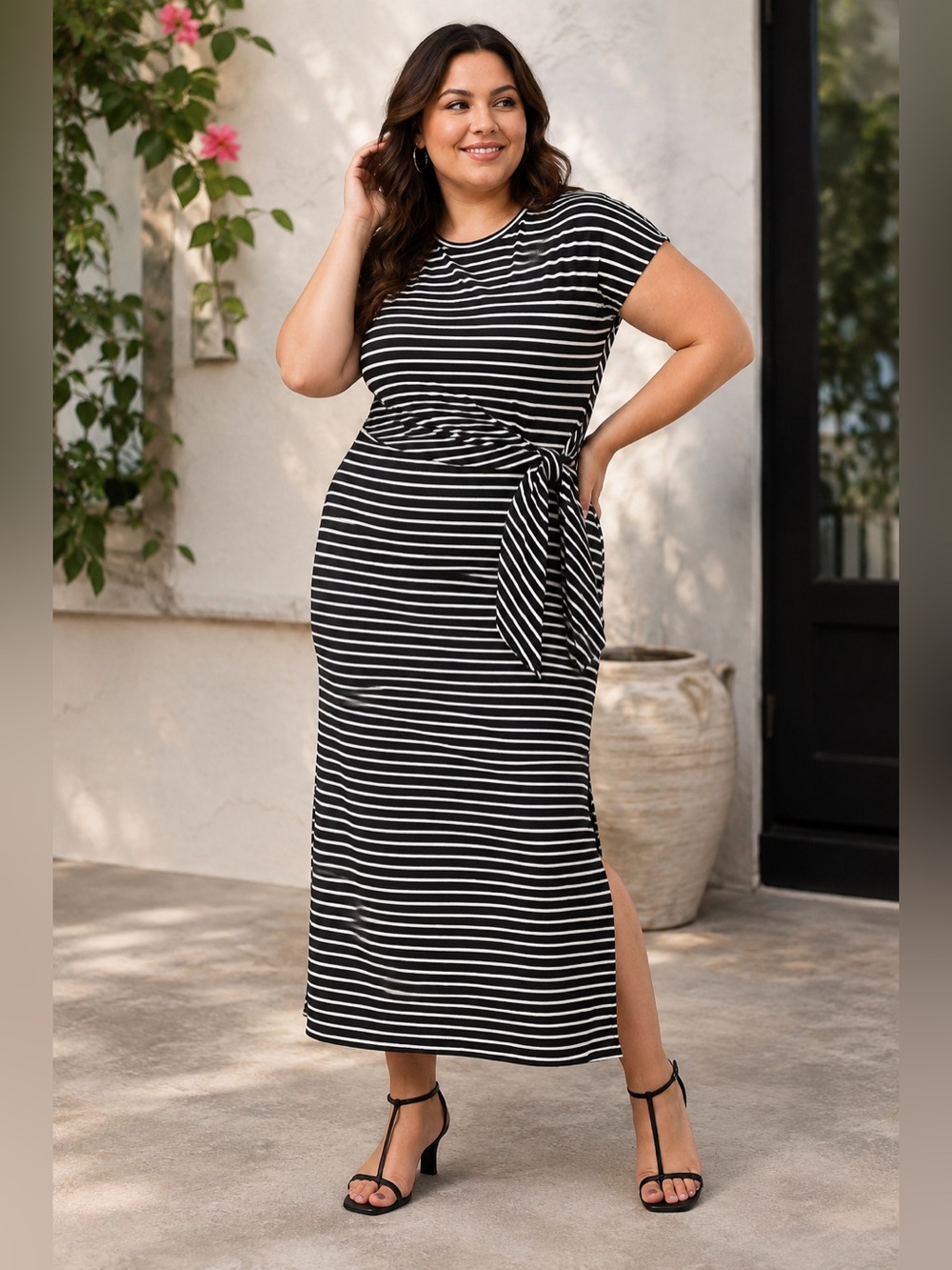 SPANX black & White AirEssentials tie Maxi Dress size 3X